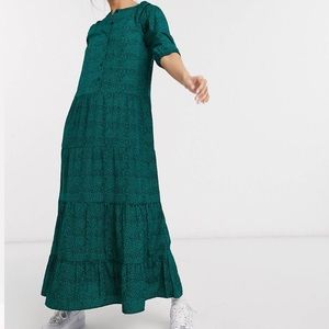 ASOS Wednesday’s Girl Teal Leopard Print Maxi Dress